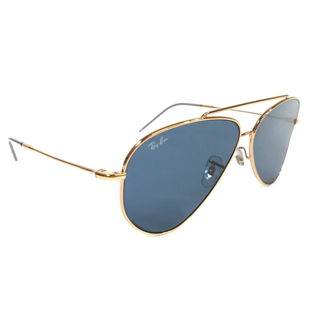 Ray-Ban Sunglasses RBR0101S AVIATOR REVERSE 9202/3A Rose Gold w Blue Lens 59 mm